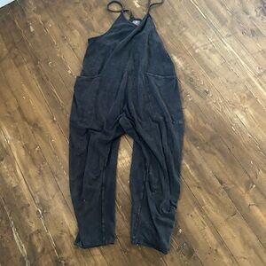 Free People Black Wrap-Front Jumpsuit very cute has some stains